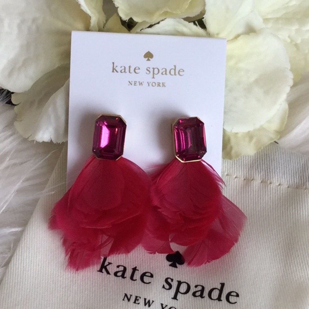 Kate Spade In Full Feather Earrings NWT